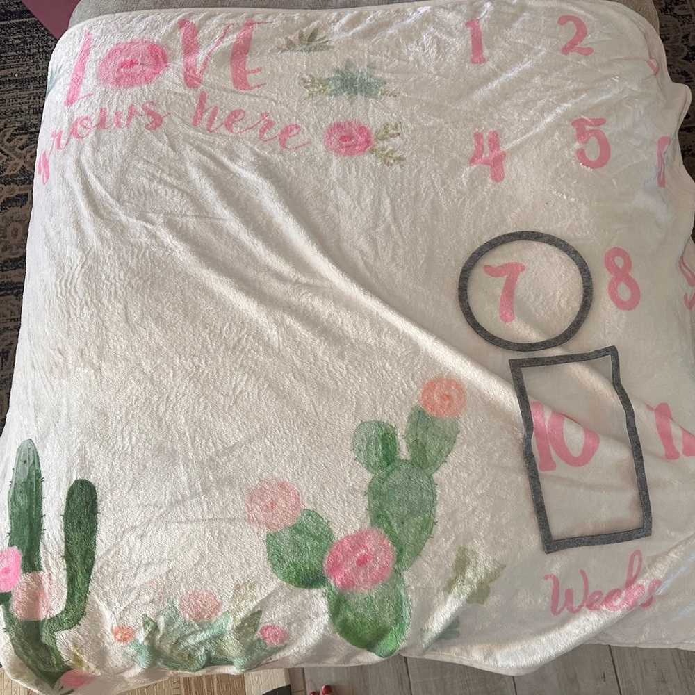 Catcus milestone blanket